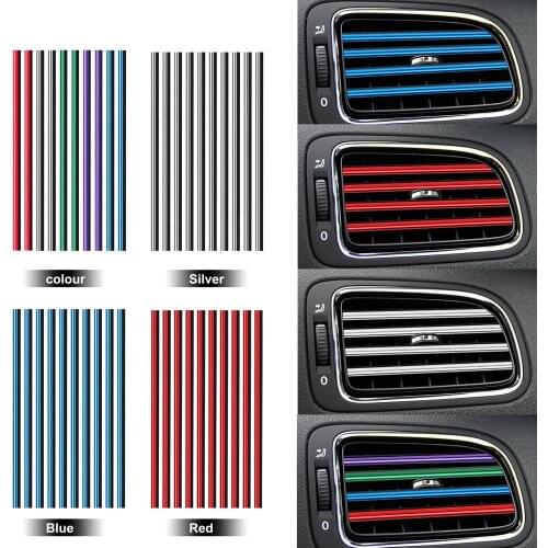 10 Pieces Car Air Vent Trim Strip Air Conditioner Outlet Grille Decoration Chrome Styling Moulding Car-styling U Shape DIY