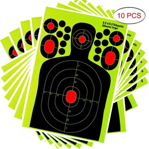10PCS Human Nature Hunting Training Target Paper Fluorescence Green Shooting Sticker Adhesive Reactivity Shoot Target