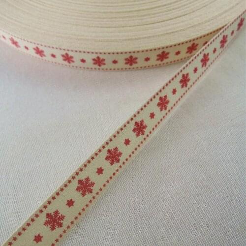 15mm 5/8" printed snowflake Christmas series Cotton Ribbons Fabric handmade Garment scrapbooking Accessories Ribbons 20YDS XM-65