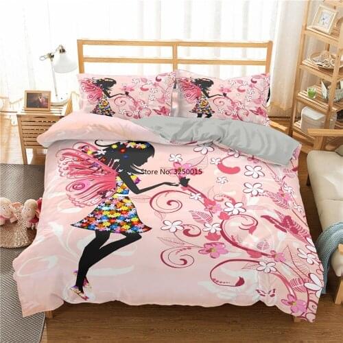 2-3 Pcs Cartoon Bedding Sets 3D Duvet Cover Set Flowers Girls Quilt Covers Pillowcase King Queen Size Bedclothes for Home Decor