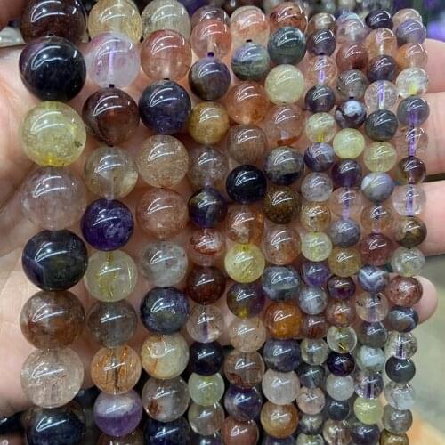 4-12mm Natural Mixed Quartz Beads 15'' Round DIY Loose Beads For Jewelry Making Beads Necklace Bracelet For Women Gift