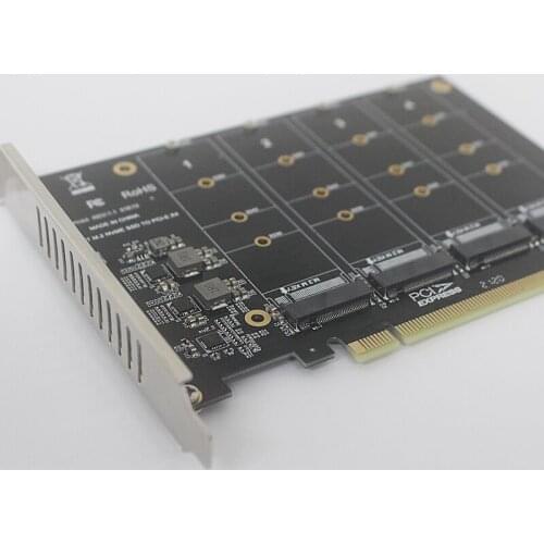4 in 1 PCIE 16X M.2 Expand Plate Card Solid-State Disk Pcie to M.2 NVME 4Port High Speed Four Deck Location