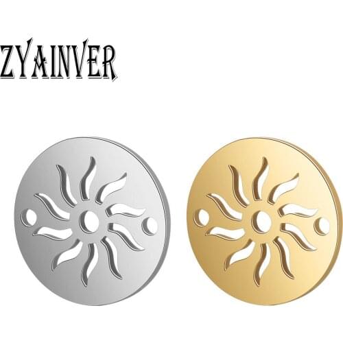5pcs/lot DIY Stainless Steel Fashion Round Hollow Sun Pendant Mirror Polished Connector Charm Findings Jewelry Making Necklace