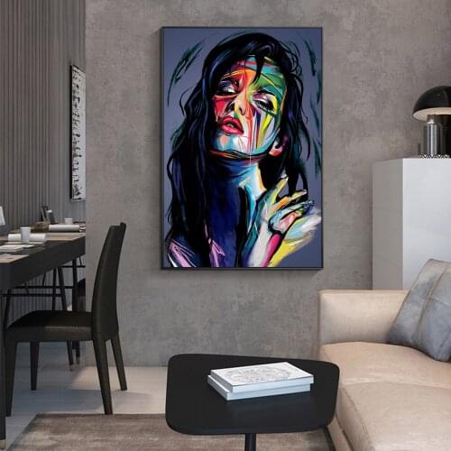 Abstract Portrait oil painting Francoise Nielly Colorful Palette knife canvas painting art poster decoration salon