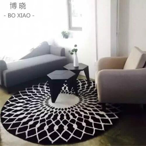 Abstract Nordic Fashion Round Carpet Coffee Table Bedroom Living Room Floor Rug Kids Mat Computer Chair Swivel Chair Cushion