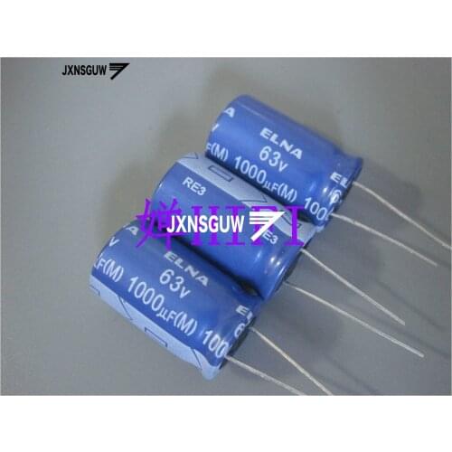 10PCS ELNA RE3 63V1000UF 16X25MM blue robe audio Aluminum electrolytic capacitors 1000uF/63V 85 degrees 1000UF 63V