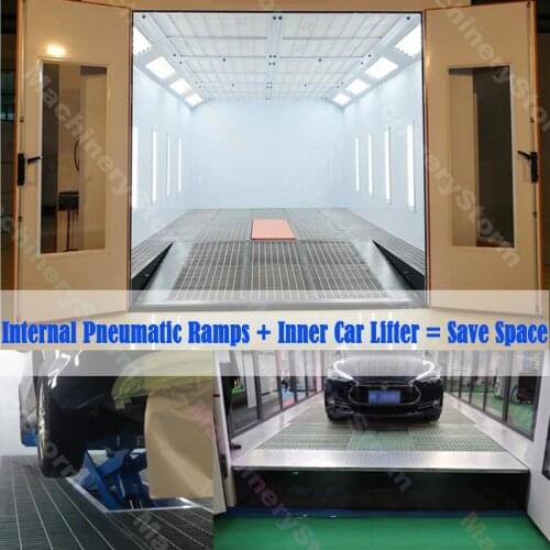 Save space car spray paint booth customized scissor lift in spray booth oven internal pneumatic ramps car paint cabinet