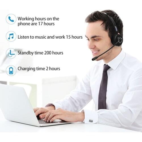 Wireless Trucker School Office Headphones Call Center Headset Bluetooth-compatitle Phone With Mic Charger Base For Center Office