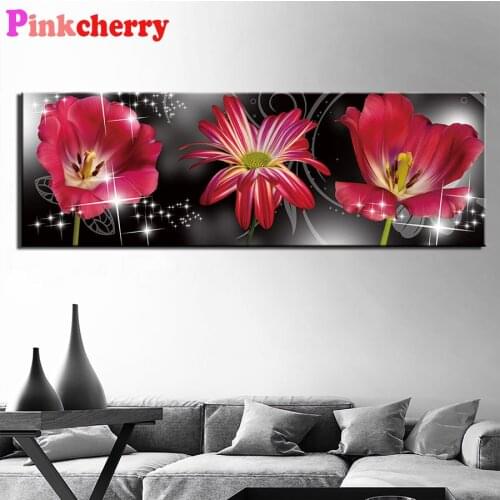 Large DIY 5D Diamond Painting Red daisy flower Diamond Embroidery Full Set Diamond Mosaic Rhinestone Picture Diamond Art Kit