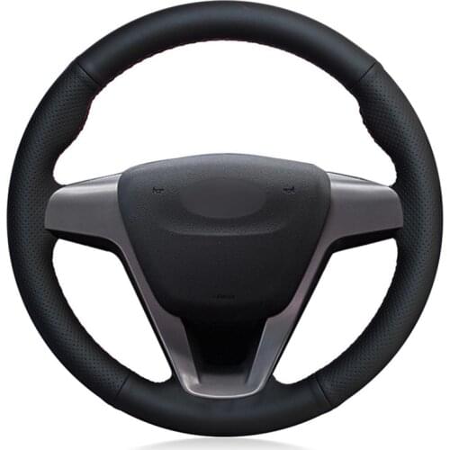 Car Steering Wheel Cover Hand-Stitched Black Artificial Leather Steering Wheel Covers For Lada Vesta 2015-2019 Xray 2015-2019