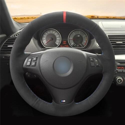 Black Suede High quality Hand Sew Red Marker Car Steering Wheel Cover for BMW M Sport M3 E90 E91 E92 E93 E87 E81 E82 E88 X1 E84