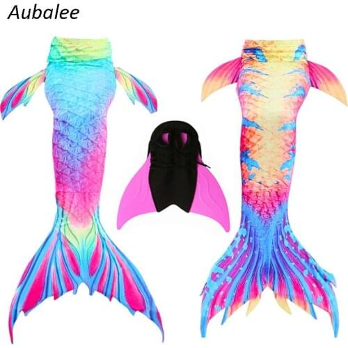 Child Swimming Mermaid Tail With monofin Girls Little Mermaid Tail Ariel Princess Dress Beach Bikini Bathing Swimsuit