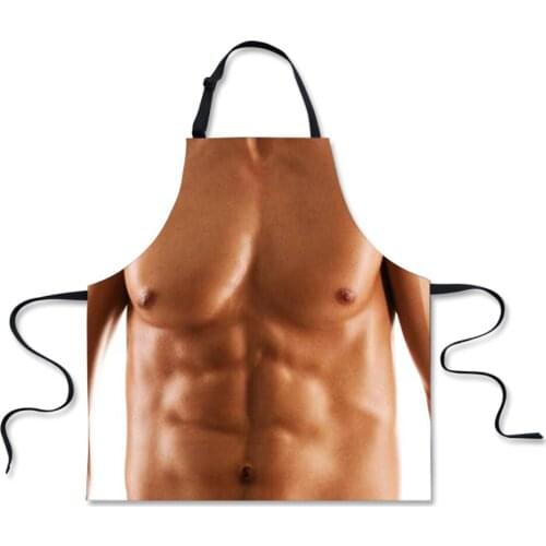 Sexy Naked Apron Kitchen Aprons Funny Women Men Cooking BBQ Apron Novelty Waterproof Cleaning 3D Printed Apron Retro