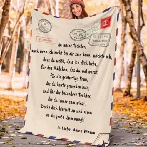 Letter Air Mail Flannel Fleece Blanket For Bed To My Daughter Son Wife Granddaughter Girlfriend Gifts Small Large Throw Blankets