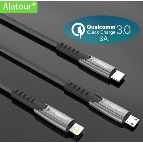 3A 1m 2m USB Type C Cable Micro USB Fast Charging Mobile Phone shark Android Charger Data Cord For Huawei P40 iphone Xiaomi