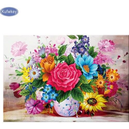 Warm Floral Handmade 5d diy diamond painting Cross Stitch flowers,Cross Stitch Kits full diamond Embroidery home decoration