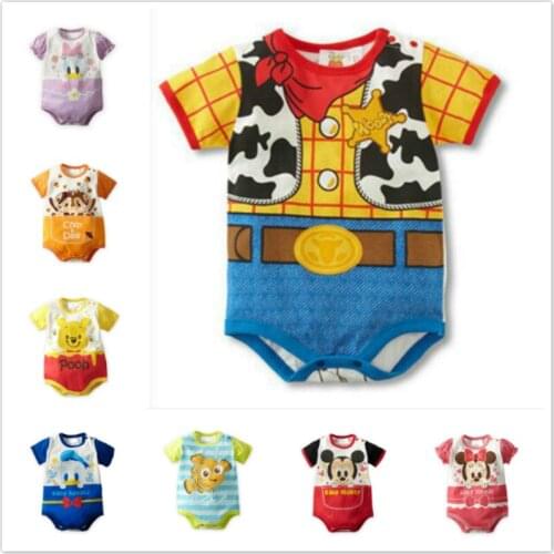 Summer Baby Boys Cartoon Overalls Mickey Minnie Impression Anime Mango Short Cotton Childrens Overalls Newborn Baby Clothes