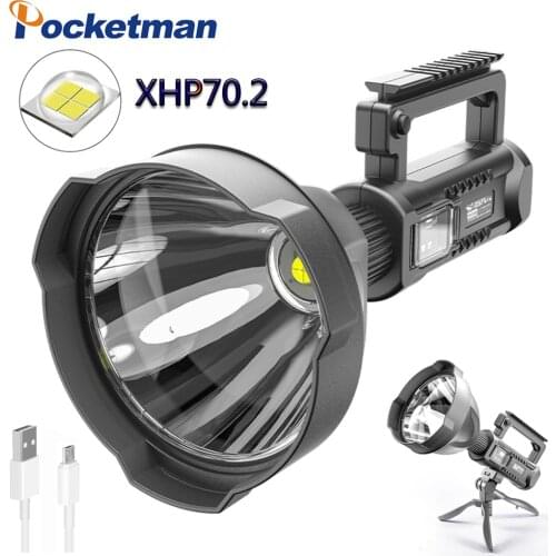 Powerful XHP70.2 LED Work Light USB Rechargeable Searchlight Waterproof Work Lamp Flashlight Spotlight High Lumen Hand Light
