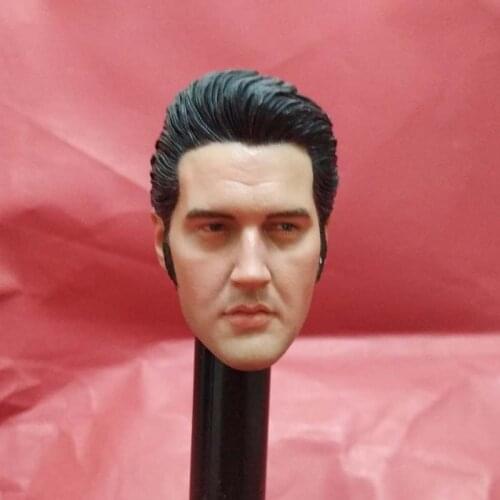 Custom 1/6 Scale Elvis Head Sculpt Famous Rock Star Male Soldier Head Carving Model for 12in Action Figure Toy