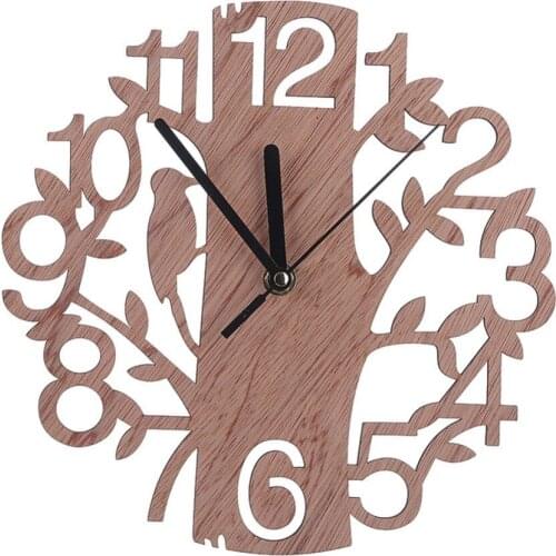 1Pcs Wooden Tree Wall Clock Creative Wall Watch Modern Design Digital Wall Clock For Home Living Room Office Decoration