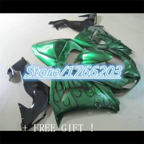 Flame green black Fairing kits FOR KAWASAKI NINJA ZX10R 06-07 ZX 10R 06 07 ZX-10R 06-07 10 R ZX 10R 2006 2007 fairing parts