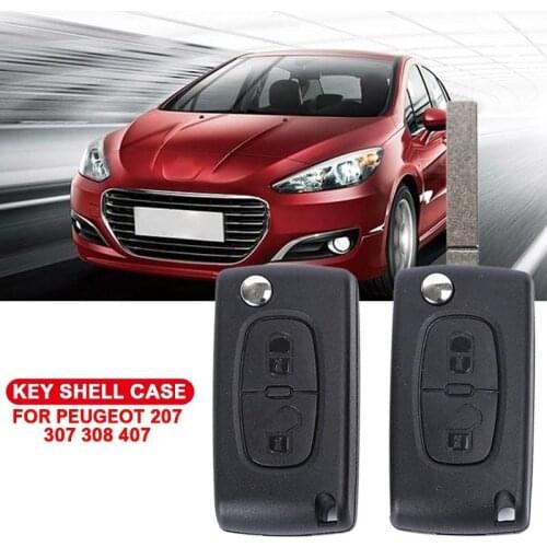 Pcmos Replacement Remote 2 Button Flip Key Fob Case Shell For PEUGEOT 207 307 308 407 Key Case for Car Black New