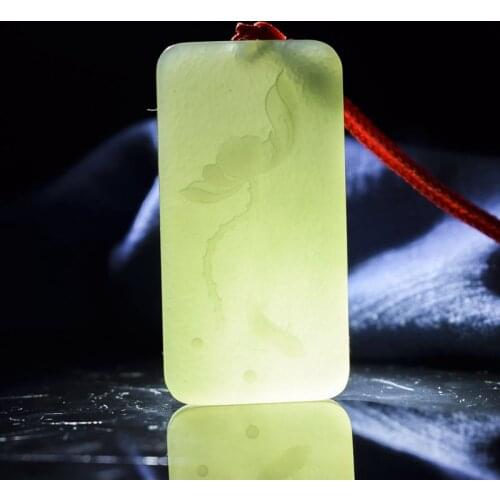 Natural green jade pendant hand carved lotus pendants necklace top brand men women real jade jewelry jadeite jade necklace
