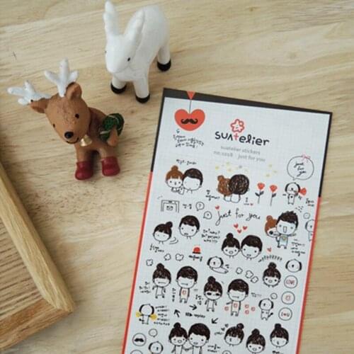 Suatelier Scrapbooking Transparent Stickers Cute Aesthetic Girl Korean Laptop Phone Diary Journal Sticker Stationery Supplies