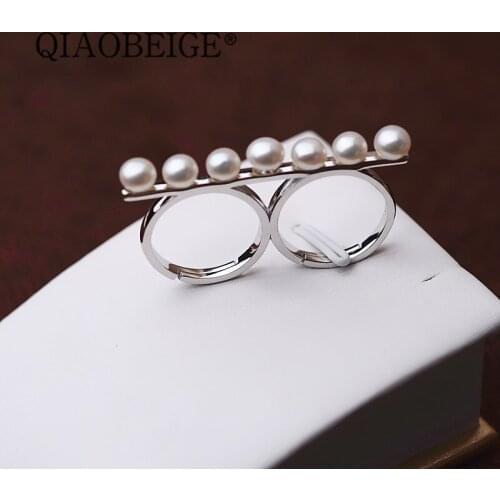 QIAOBEIGE 2pcs New 925 Sterling Silver Wholesales balance beam shaped ring fashion jewelry Ring for Women best gift