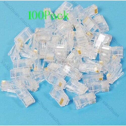 NEW 25/100/200/500PCS Gold plated RJ45 Net Network Modular Plug Cat5 CAT5e Connector 8P8C utp Unshielded Modular Rj45 Plug
