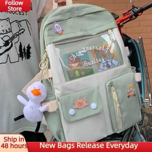 Cartoon Type Girls School Backpacks Preppy Style Nylon Fashion Zipper Students Bags Four Color Teenager Cute High Quality Bags