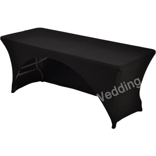 183cm White Black Spandex Lycra Kitchen Dining Table Linen Cloth Wedding DJ arched Tablecloths For Rectangular Table Cover