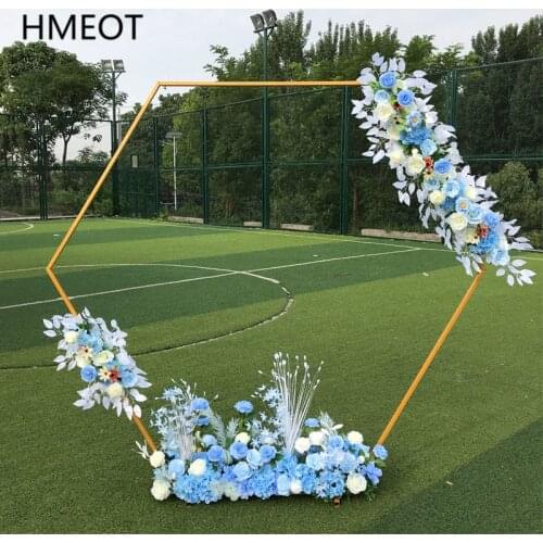 Wedding Props Hexagonal Arch White Gold Iron Arch Shelf Wedding Backdrop Decor Party Stage Flower Stand Wrought Diamond Arche