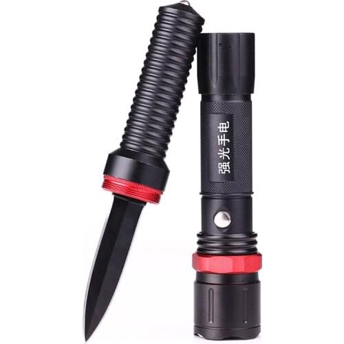 Outdoor lighting, night camping equipment, with knives, rotating focus, LED light charging flashlight