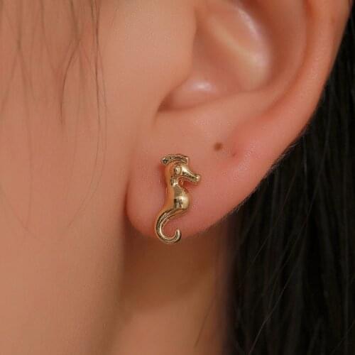 Geometry Hand Eight Number Bowknot Star Robot Sea Horse Heart Moon Shell Silver Plated Needles Women Stud Earrings 6 pairs/set