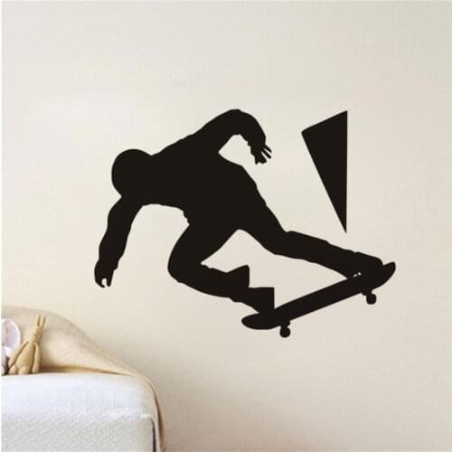 Skateboard Waterproof Vinyl Wall Stickers Design Home Removable Hot Selling Art Wall Decals For GYM Wall Teens Bedroom SA010B