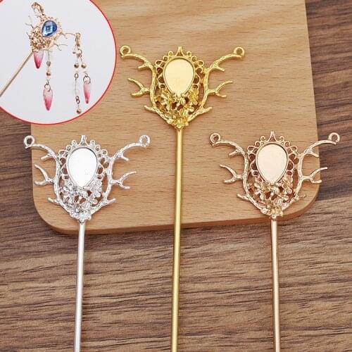 10 PCS 45x30mm Metal Alloy Branches Hair Sticks Diy Handmade Hairpin Accessories For Jewelry Making