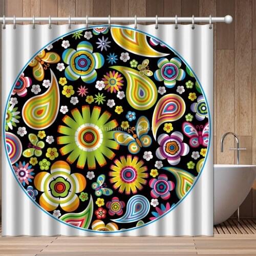 Flowers Butterfly For Girl 3D Print Animal Shower Curtain Bathroom Set With Waterproof Hook Bath Curtains Kids African Funny