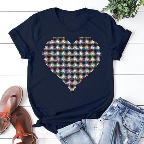 Love T Shirt Women Summer Casual Tshirts Tees Harajuku Korean Style Graphic Tops 2021 Kawaii Female T-shirt TX8938