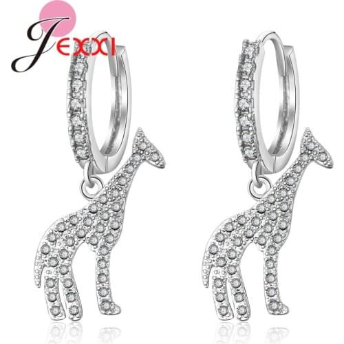 New Fashion Animal Design Giraffe Pendant Drop Earrings For Women 925 Sterling Silver Animals Earring Korean Style Jewelry