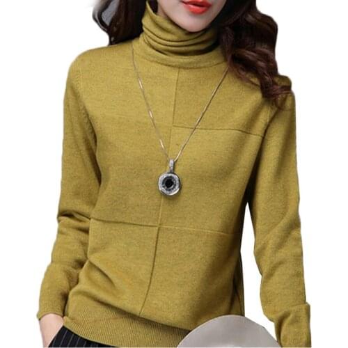 Turtleneck Sweater Female Autumn Winter Knitt Pullover Loose Long Sleeve Comfortable Soft Bottoming thin Shirt Female Sweater