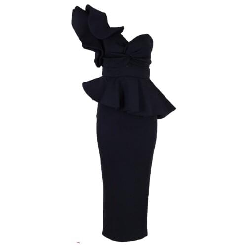 2021 Women Sexy Bodycon Off Shoulder Bandage Dresses Female Ruffles Backless Elegant Club Summer Dress Vestido