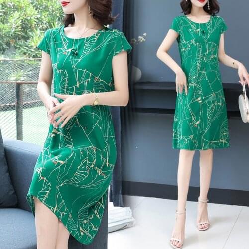 Vintage Summer Dress Plus Size Dresses Vestido Print Natural Regular FANMUER Short Sleeve O-neck Straight Casual Cotton Women