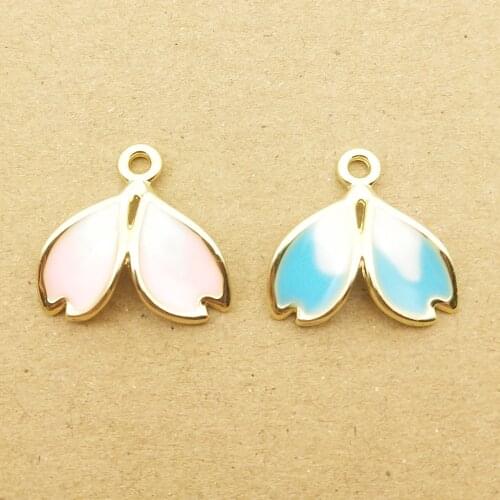 10pcs 18x19mm enamel flower petal charm for jewelry making cute earring pendant bracelet necklace charms