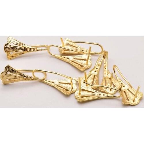 2 pair 17mm*11Mm 18K Brass Gold Plated Scalloped Ear Hook Earring Making Supplies For Diy Jewelry Making Accessories JA0088