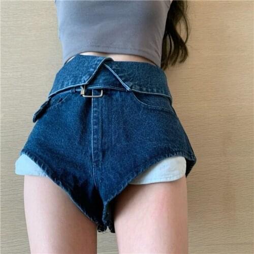 2021 New Blue Wide-legged High-waisted Denim Shorts Straight and Loose Thin A-line Wide-leg Cotton Shorts Summer Jeans Coating