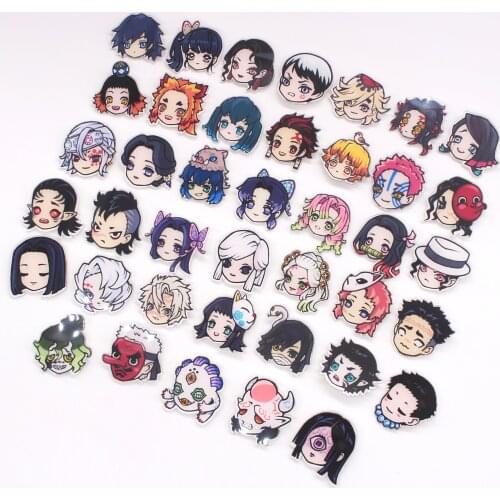 20325-1,5pcs/lot Anime Kimetsu no Yaiba Acrylic flatback for Hair Bows Snack Planar Acrylic Crafts for DIY Phone Decorations