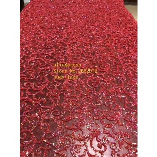 5yards/bag Red rotating line glitter powder fabric fluorescent color used for wedding dress fashion stage HL171