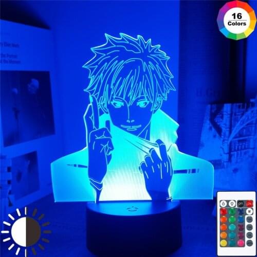 Anime Jujutsu Kaisen Gojo Satoru HD Acrylic Stand Figures Model Led Night Light Lamp Anime Lovers Gift Manga Bedroom Desk Decor