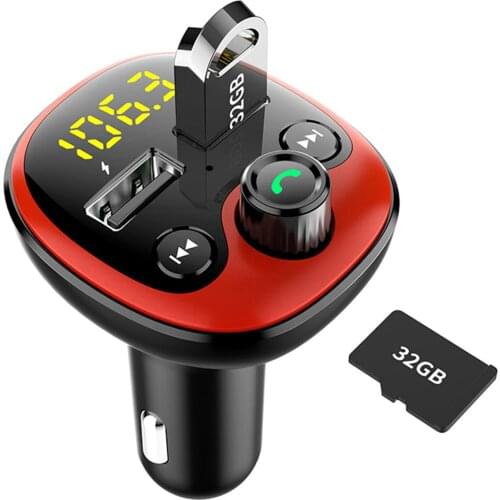 3.1A Dual USB Port Car Charger Wireless Hands-Free Radio Receiver MP3 Player LED Screen Displays Frequency Off Memory Function